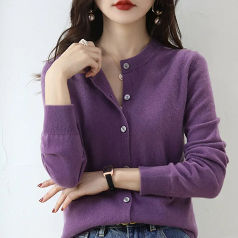 Lyria Soft Knit Cashmere Cardigan for Women - Luxurious Lightweight Sweater for Spring & Autumn Fashion