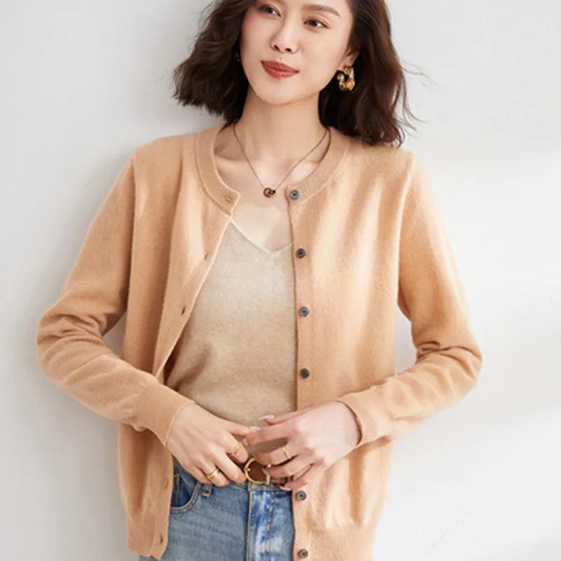 Lyria Soft Knit Cashmere Cardigan for Women - Luxurious Lightweight Sweater for Spring & Autumn Fashion