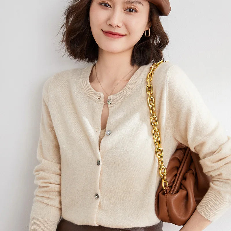 Lyria Soft Knit Cashmere Cardigan for Women - Luxurious Lightweight Sweater for Spring & Autumn Fashion