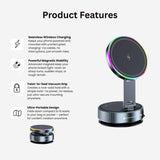 Magnetic Car Phone Mount – 15W Wireless Charging, MagSafe & 360° Rotation