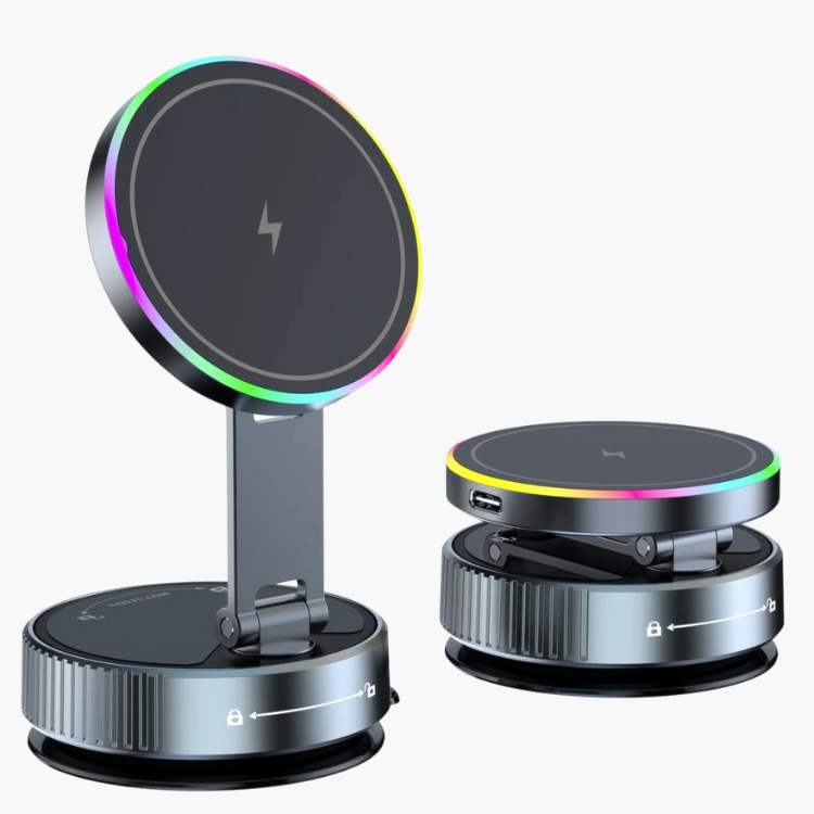Magnetic Car Phone Mount – 15W Wireless Charging, MagSafe & 360° Rotation