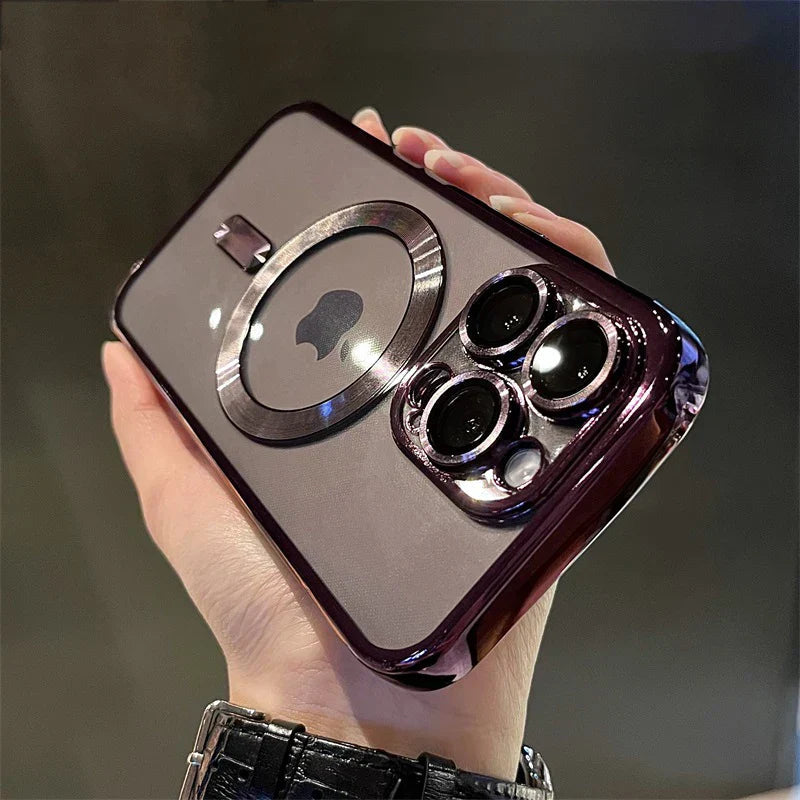 Stylish Golden Magnetic Soft-Shell Case for iPhone – Ultimate Protection & Sleek Design