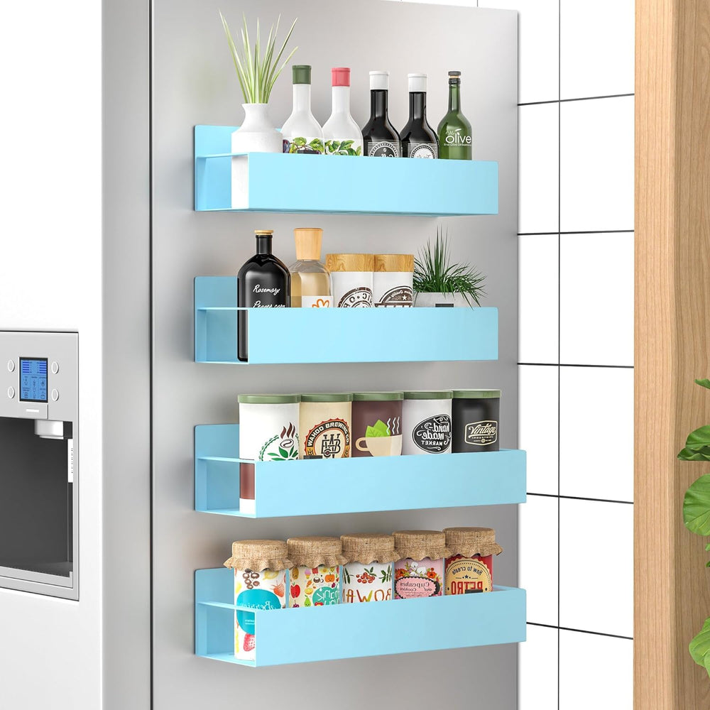 Magnetic Spice Rack Set of 4 - Space-Saving SpiceGrip Organizer for Easy Access and Storage