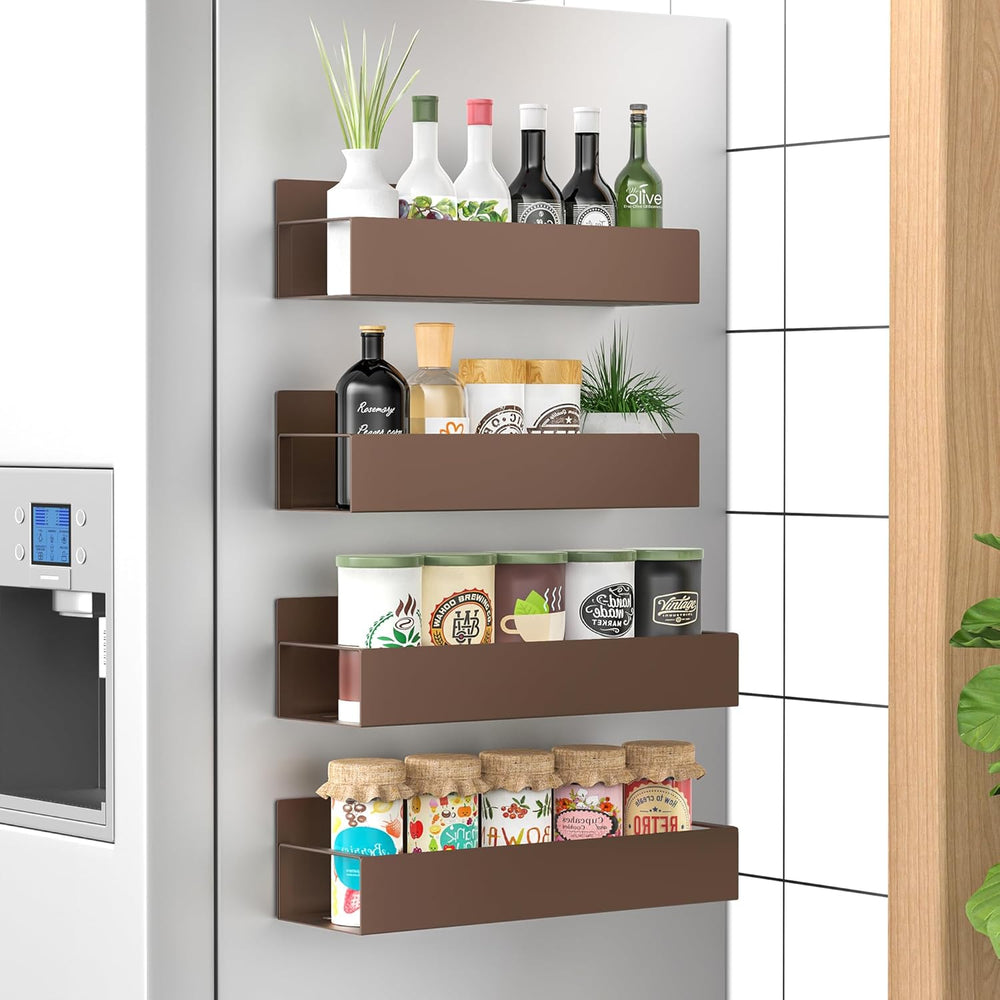 Magnetic Spice Rack Set of 4 - Space-Saving SpiceGrip Organizer for Easy Access and Storage