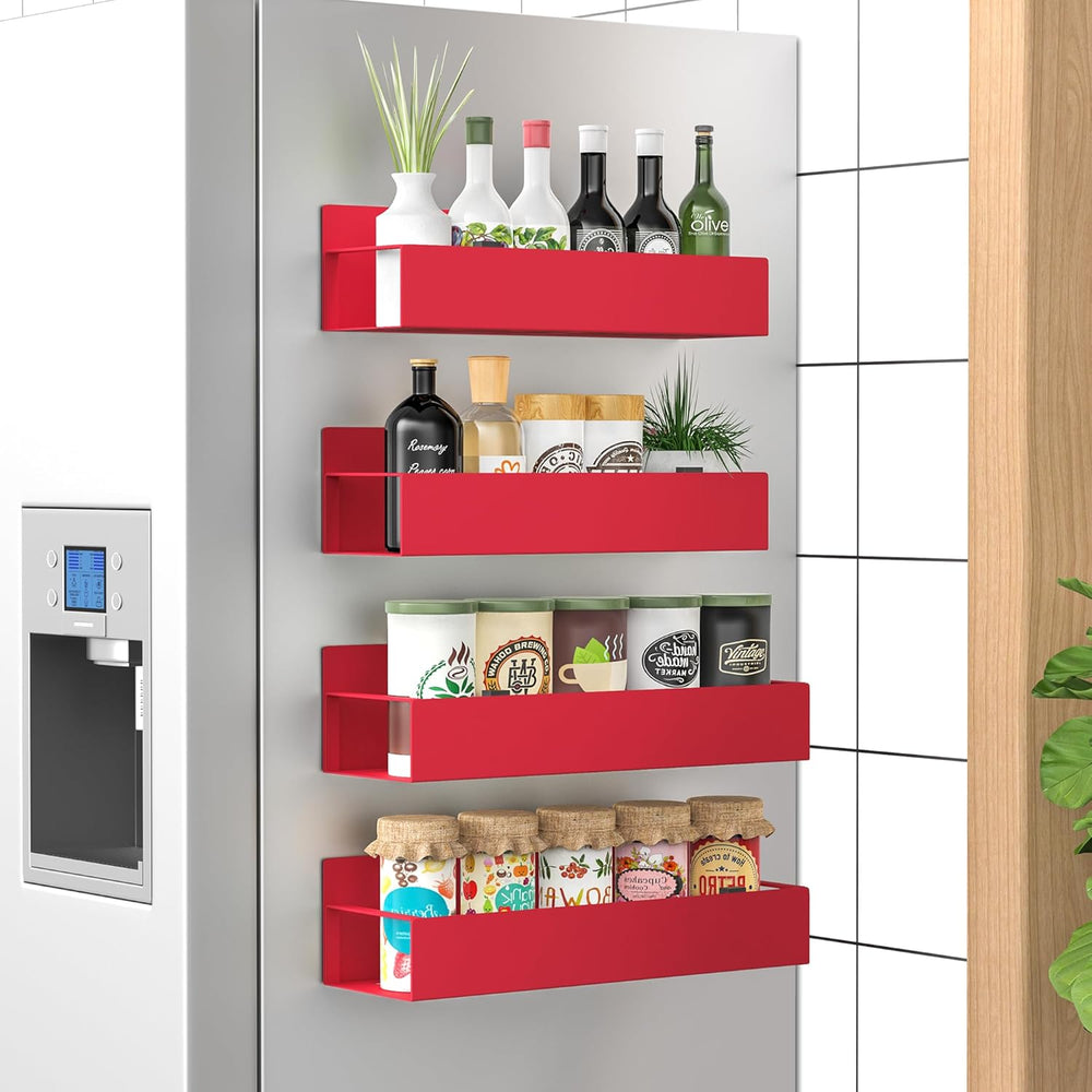 Magnetic Spice Rack Set of 4 - Space-Saving SpiceGrip Organizer for Easy Access and Storage