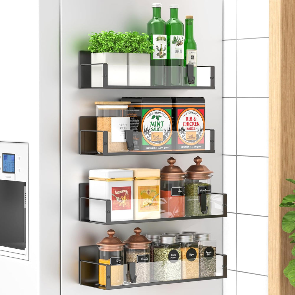 Magnetic Spice Rack Set of 4 - Space-Saving SpiceGrip Organizer for Easy Access and Storage