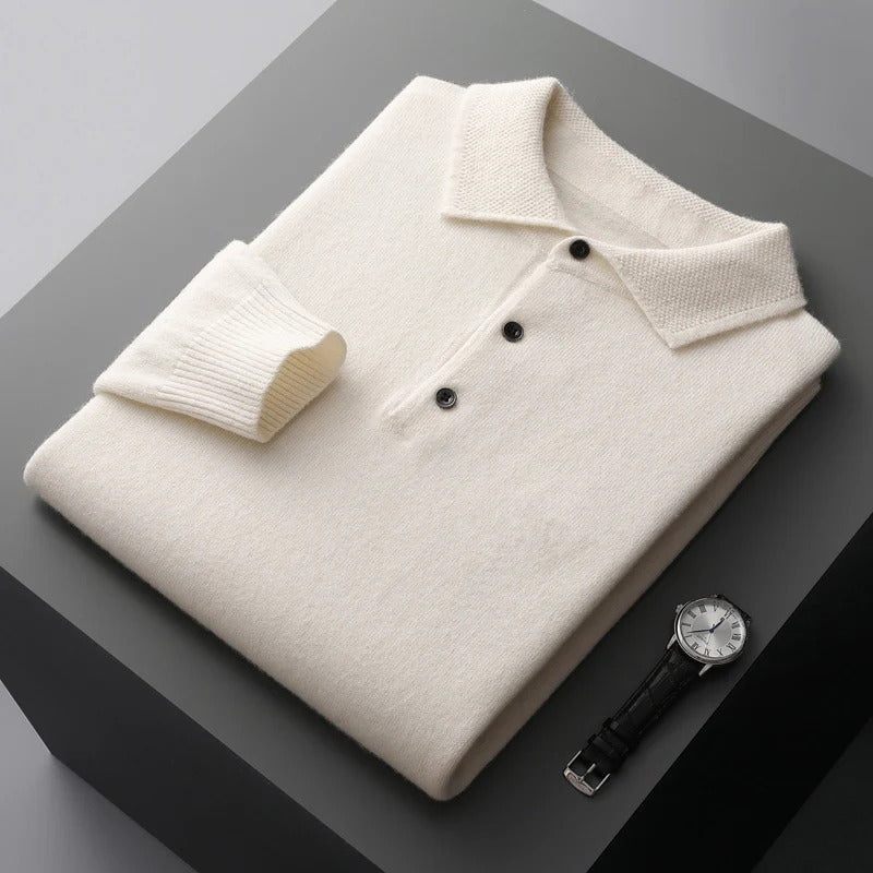 Enhanced Product Title: Tobias™ Luxury Cashmere Polo Business Sweater - Elegant & Comfortable Pullover for Professional Attire

This optimized title includes keywords that potential customers might search for, such as "luxury," "cashmere," "business," "sw