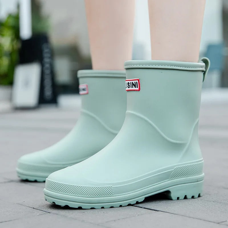 AquaStride 2.0 – Stylish Mid-Calf Waterproof Rain Boots for Women