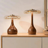 Andi Glass Table Lamp | Modern Brass & Wood Accent Light