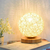 Rattan Ball Table Lamp – Dimmable, 30cm, USB-Powered Warm White LED