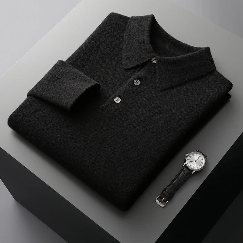 Enhanced Product Title: Tobias™ Luxury Cashmere Polo Business Sweater - Elegant & Comfortable Pullover for Professional Attire

This optimized title includes keywords that potential customers might search for, such as "luxury," "cashmere," "business," "sw