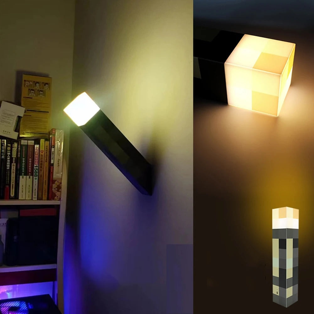 Pixel LED Torch Night Light – USB Rechargeable, 500mAh, 28cm Warm Light