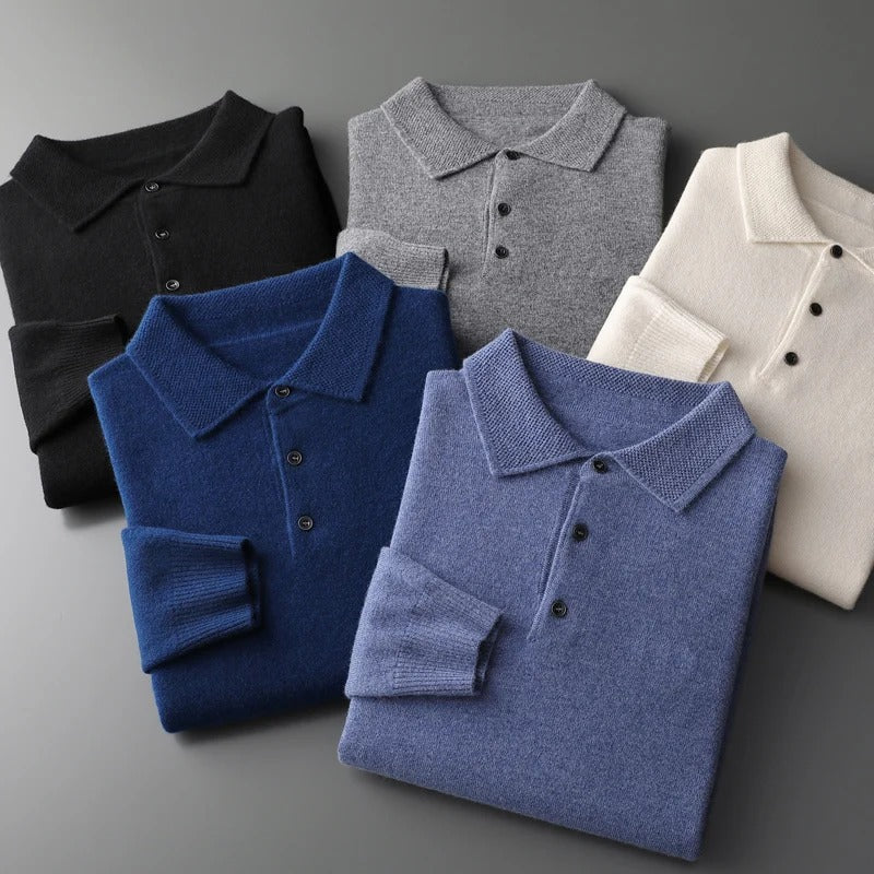 Enhanced Product Title: Tobias™ Luxury Cashmere Polo Business Sweater - Elegant & Comfortable Pullover for Professional Attire

This optimized title includes keywords that potential customers might search for, such as "luxury," "cashmere," "business," "sw