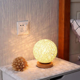 Rattan Ball Table Lamp – Dimmable, 30cm, USB-Powered Warm White LED