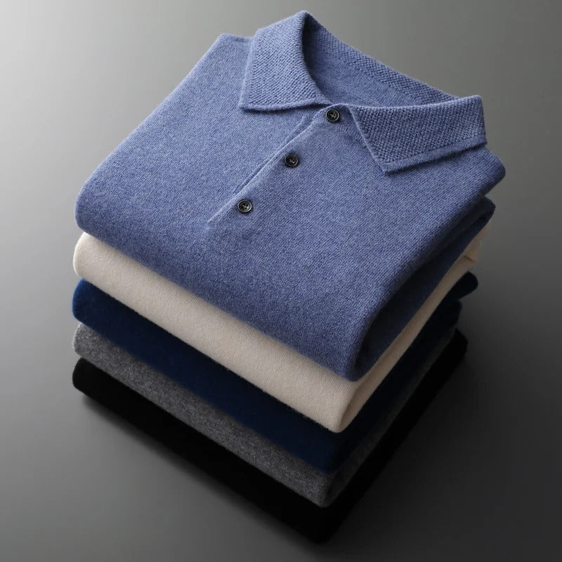 Enhanced Product Title: Tobias™ Luxury Cashmere Polo Business Sweater - Elegant & Comfortable Pullover for Professional Attire

This optimized title includes keywords that potential customers might search for, such as "luxury," "cashmere," "business," "sw