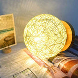 Rattan Ball Table Lamp – Dimmable, 30cm, USB-Powered Warm White LED