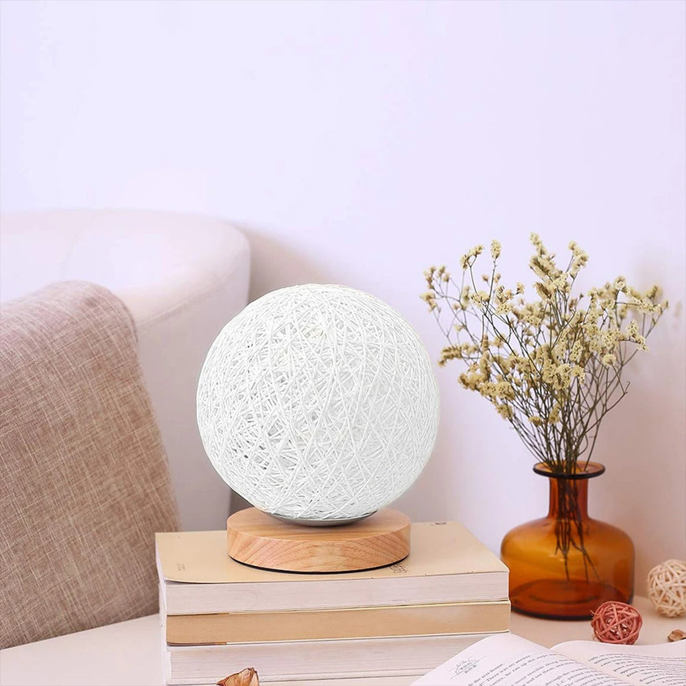 Rattan Ball Table Lamp – Dimmable, 30cm, USB-Powered Warm White LED