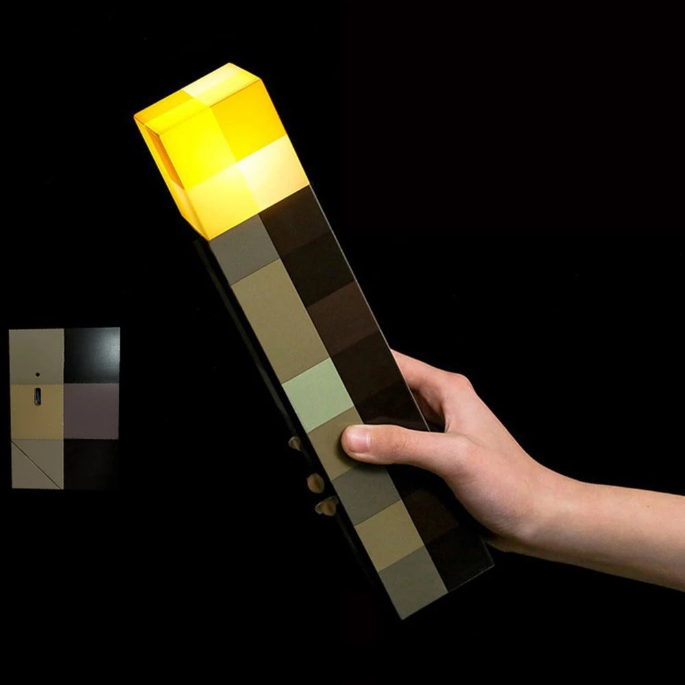 Pixel LED Torch Night Light – USB Rechargeable, 500mAh, 28cm Warm Light