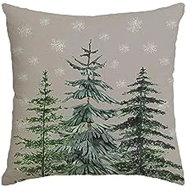 Christmas Tree Cushion Cover – Festive Green or Gray Pillow Case