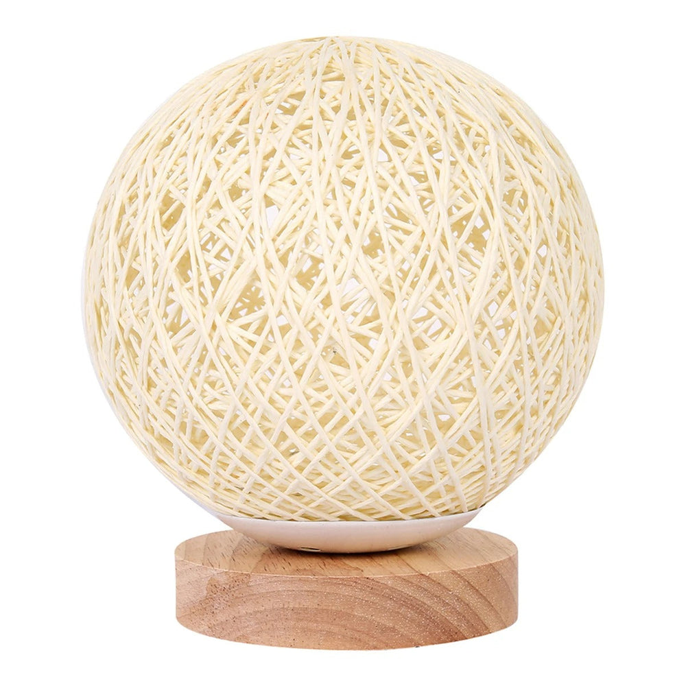 Rattan Ball Table Lamp – Dimmable, 30cm, USB-Powered Warm White LED