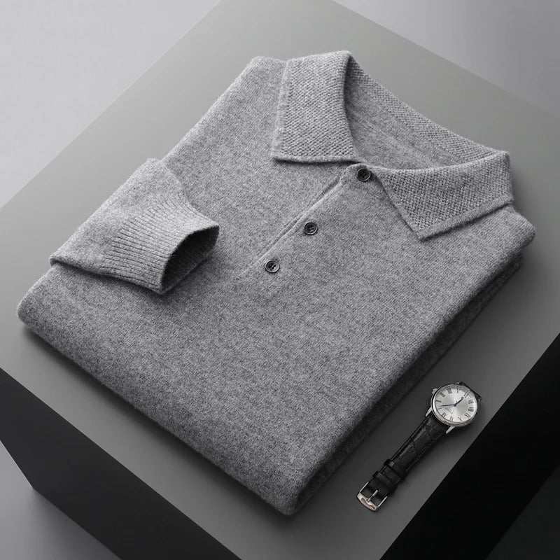 Enhanced Product Title: Tobias™ Luxury Cashmere Polo Business Sweater - Elegant & Comfortable Pullover for Professional Attire

This optimized title includes keywords that potential customers might search for, such as "luxury," "cashmere," "business," "sw
