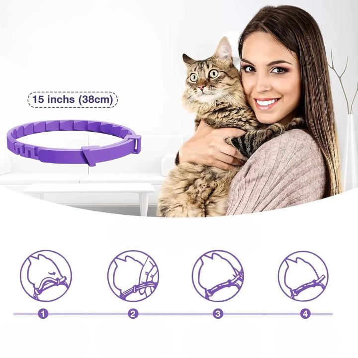 Natural Flea & Tick Collar – 8-Month Protection, Waterproof & Adjustable for Dogs & Cats