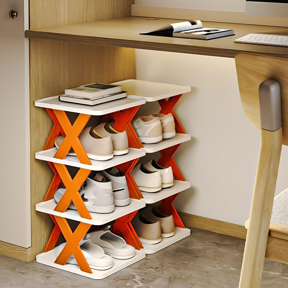 Foldable Shoe Rack – Plastic, 3–7 Tiers, Holds Up to 14 Pairs