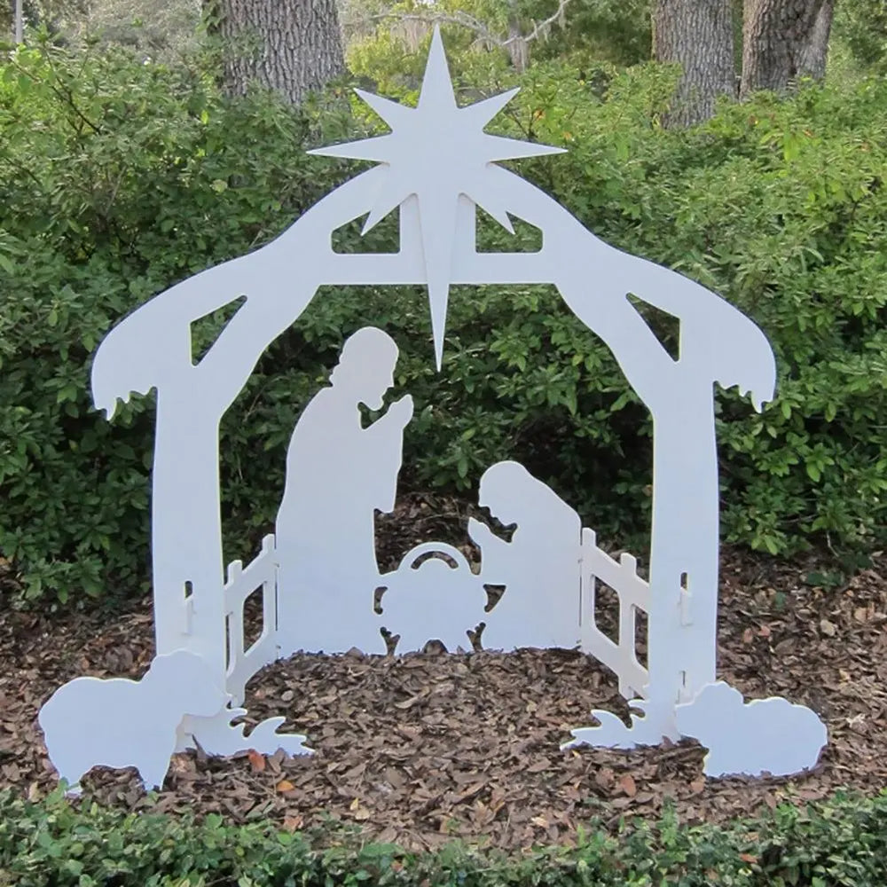 Majestic Nativity Outdoor Holiday Stable Display | Elegant Christmas Scene for Yard Decor