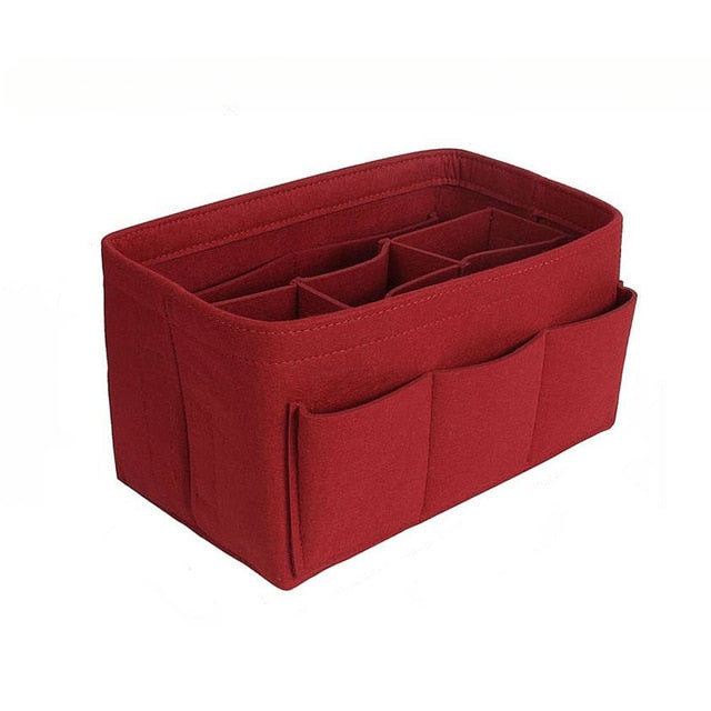 Premium Felt Handbag and Makeup Organizer Insert - Stylish, Versatile Storage Solution for Purses and Cosmetics