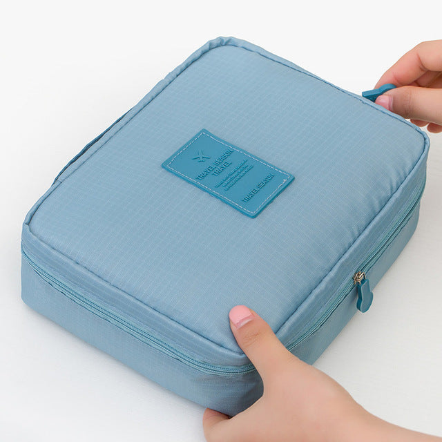 Compact Waterproof Makeup Travel Organizer - Stylish & Durable Cosmetic Case for On-the-Go Beauty Essentials