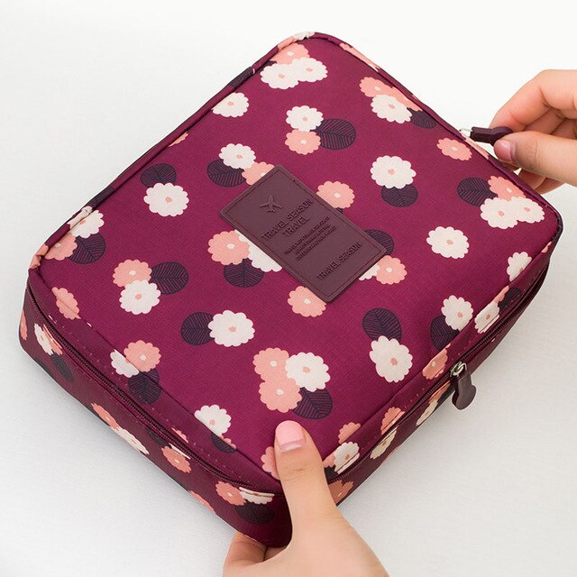 Compact Waterproof Makeup Travel Organizer - Stylish & Durable Cosmetic Case for On-the-Go Beauty Essentials