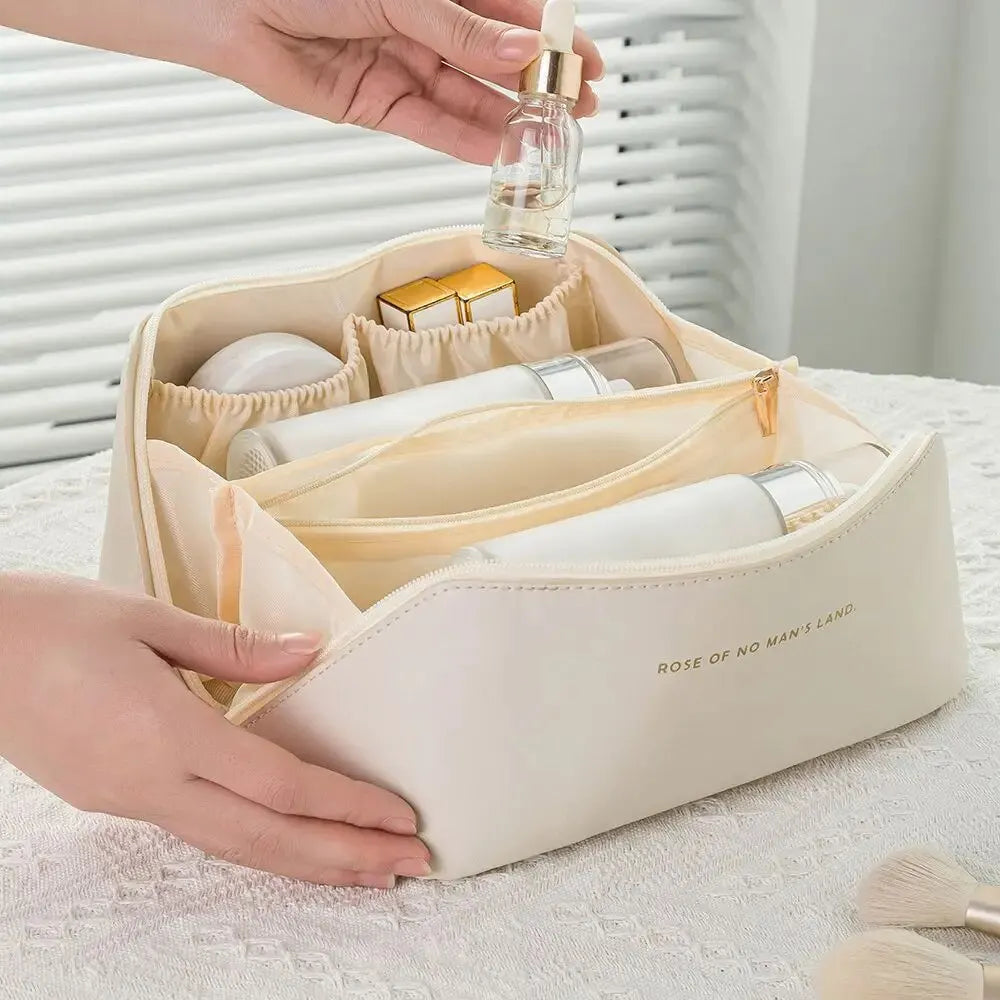 Luxury Travel Makeup Organizer with Zipper – Stylish Toiletry Bag for Cosmetics & Essentials