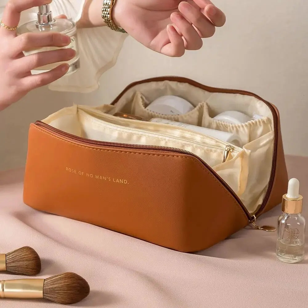 Luxury Travel Makeup Organizer with Zipper – Stylish Toiletry Bag for Cosmetics & Essentials