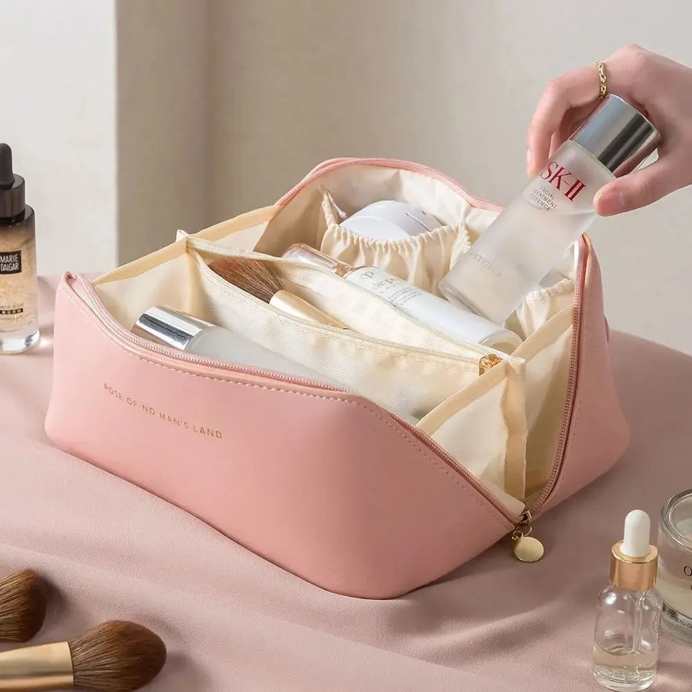 Luxury Travel Makeup Organizer with Zipper – Stylish Toiletry Bag for Cosmetics & Essentials