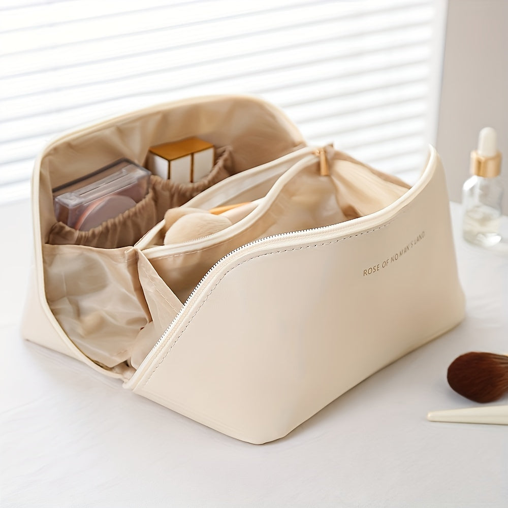Luxury Travel Makeup Organizer with Zipper – Stylish Toiletry Bag for Cosmetics & Essentials