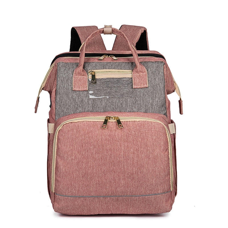 Enhanced Product Title:  
"Convertible Baby Diaper Backpack with Foldable Bassinet | Waterproof Multi-Pocket Design for Ultimate Convenience"  

This title is optimized for clarity and includes relevant keywords that potential customers might search for,