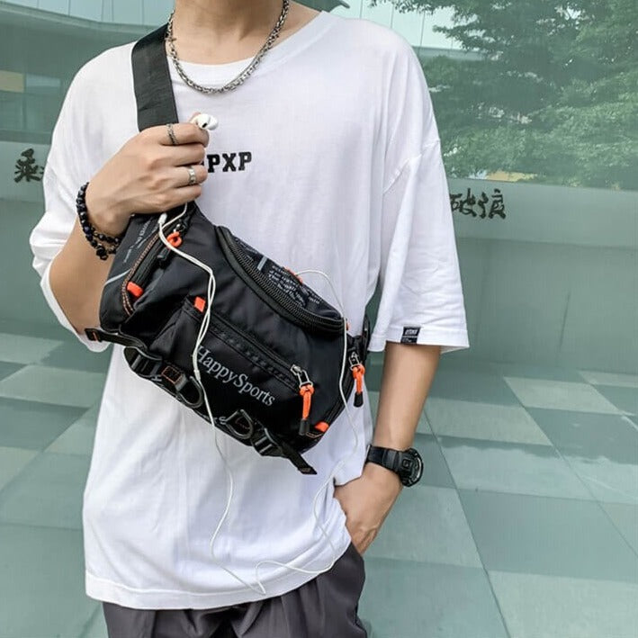 Water-Resistant Men's Multi-Way Waist & Sling Bag - Versatile Travel & Outdoor Pack