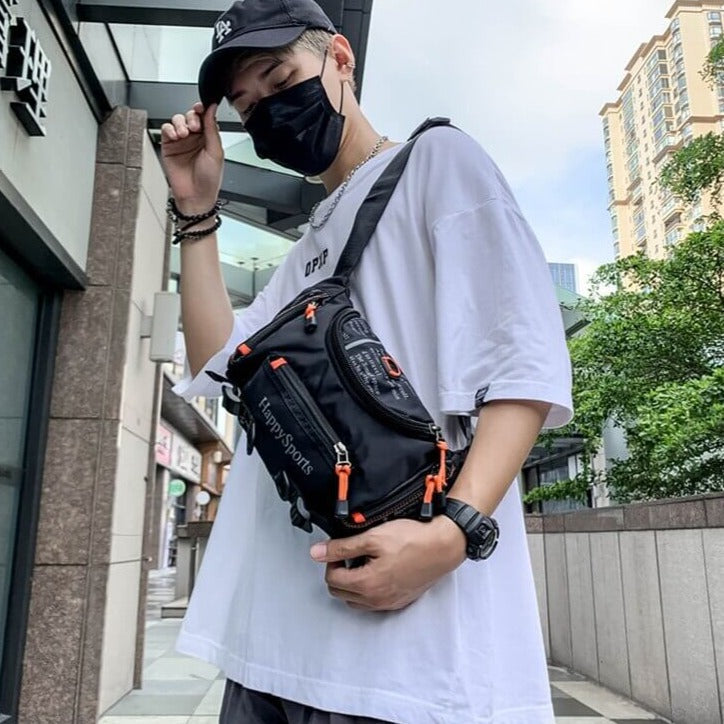 Water-Resistant Men's Multi-Way Waist & Sling Bag - Versatile Travel & Outdoor Pack
