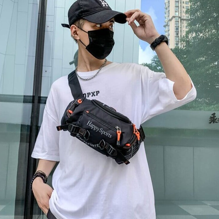 Water-Resistant Men's Multi-Way Waist & Sling Bag - Versatile Travel & Outdoor Pack