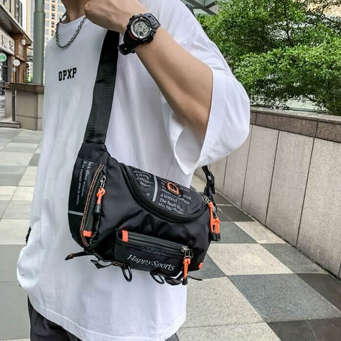 Water-Resistant Men's Multi-Way Waist & Sling Bag - Versatile Travel & Outdoor Pack