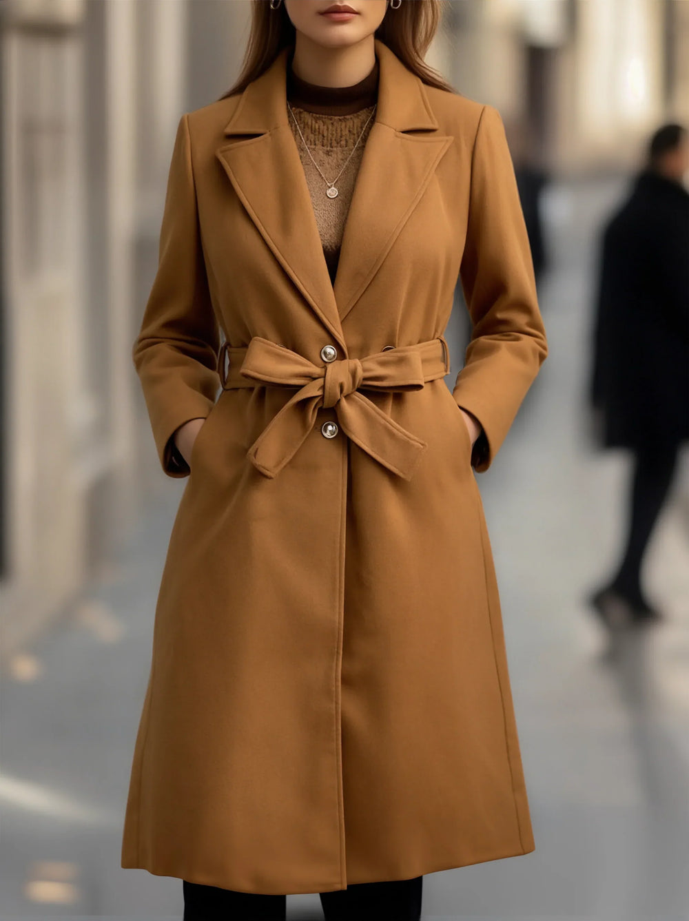 Women's belted trench coat, view 1