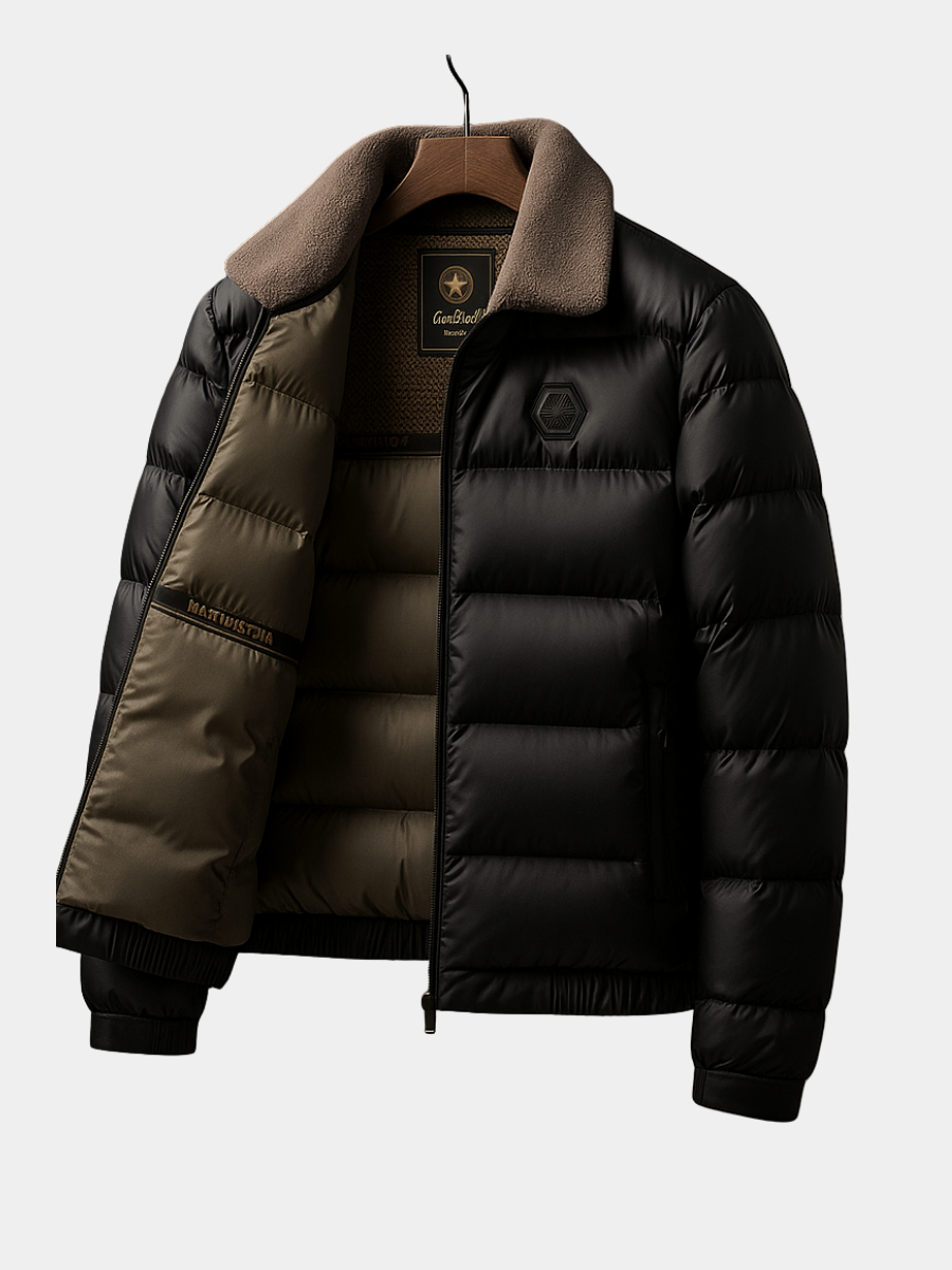 Men's wrap puffer jacket, view 1