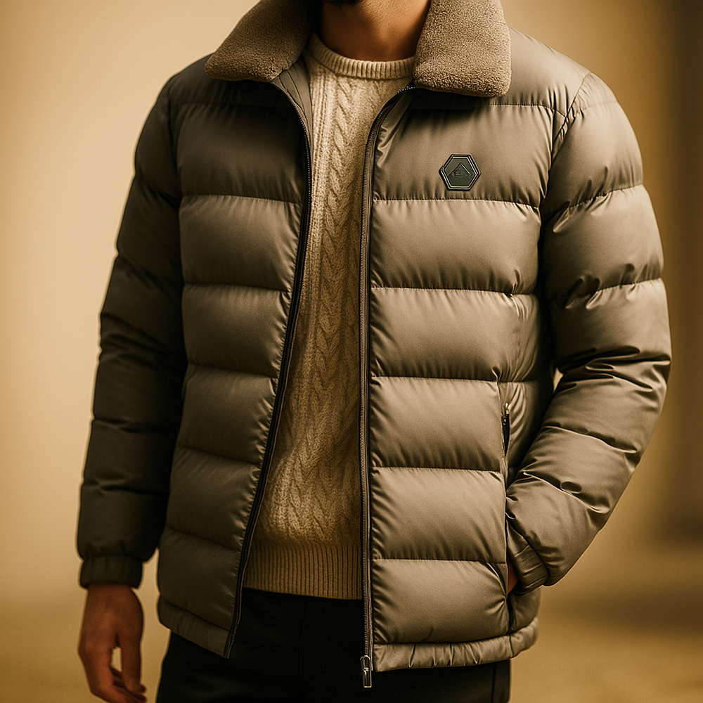 Men's wrap puffer jacket, view 5