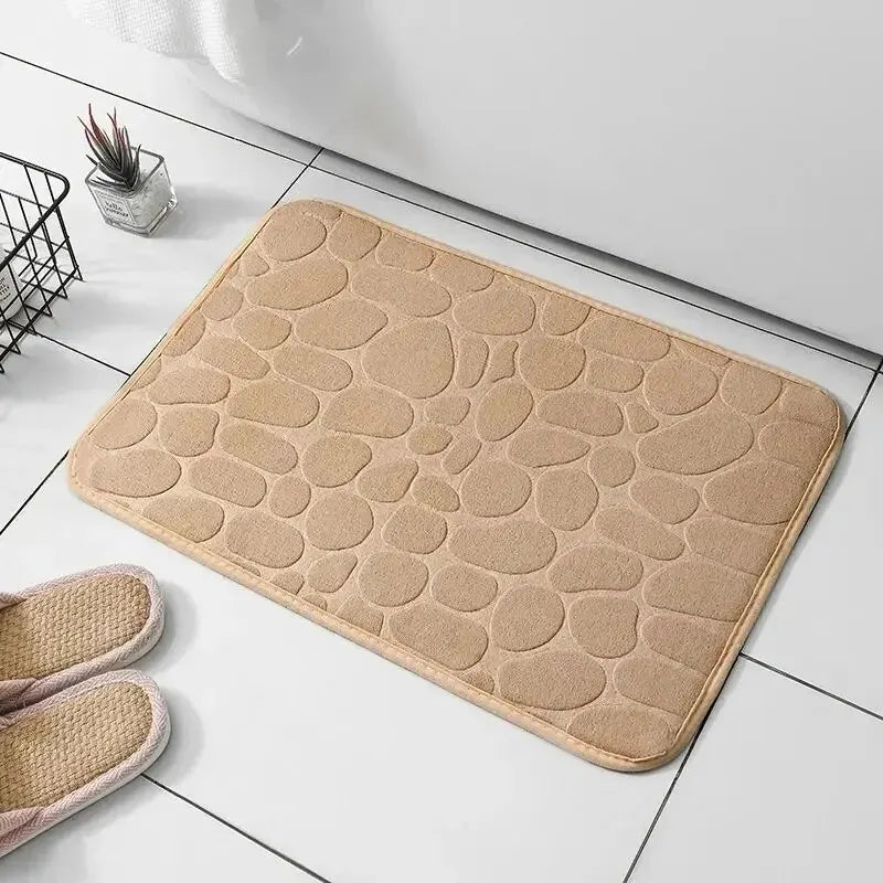 Non-Slip Memory Foam Bathroom & Living Room Mat - Luxurious Embossed Velvet Design for Ultimate Comfort