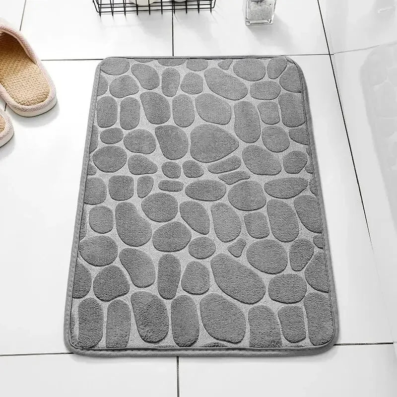 Non-Slip Memory Foam Bathroom & Living Room Mat - Luxurious Embossed Velvet Design for Ultimate Comfort