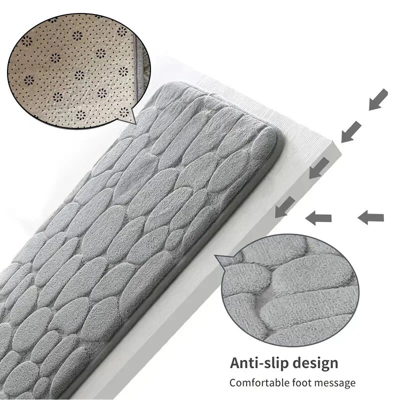 Non-Slip Memory Foam Bathroom & Living Room Mat - Luxurious Embossed Velvet Design for Ultimate Comfort