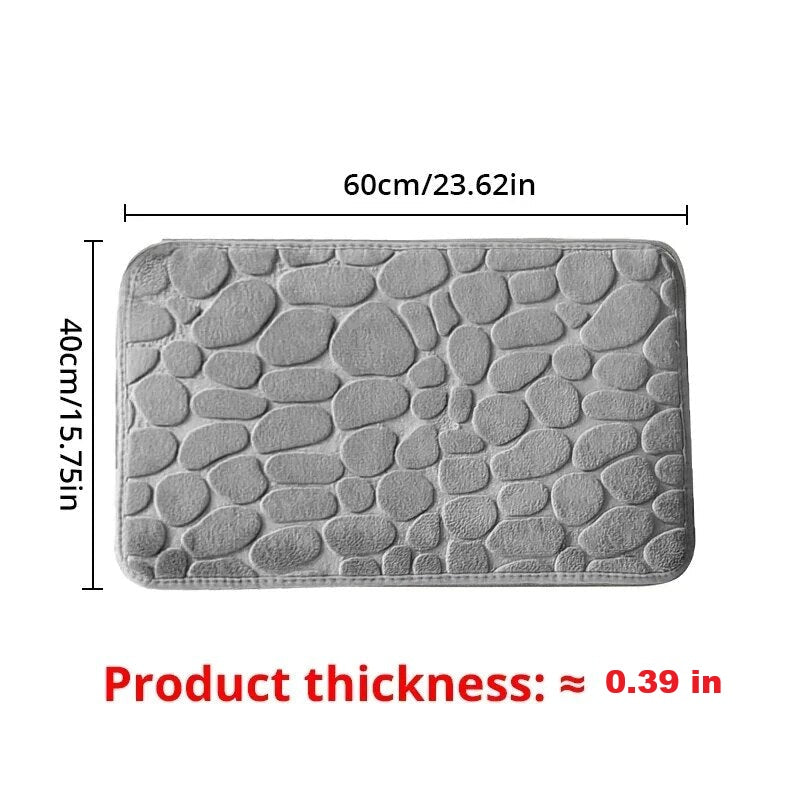 Non-Slip Memory Foam Bathroom & Living Room Mat - Luxurious Embossed Velvet Design for Ultimate Comfort