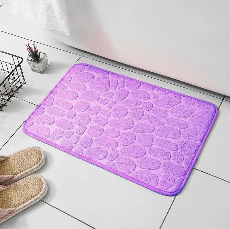 Non-Slip Memory Foam Bathroom & Living Room Mat - Luxurious Embossed Velvet Design for Ultimate Comfort