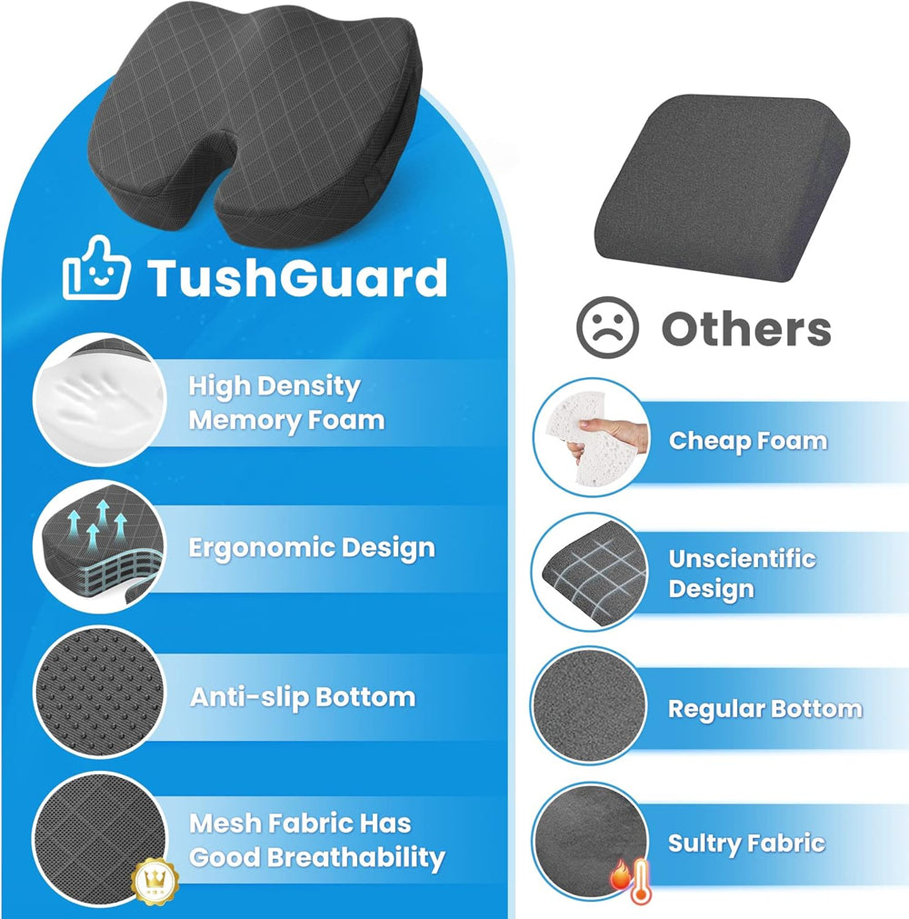 Premium Memory Foam Seat Cushion for Ultimate Comfort - Ideal for Car Seats & Office Chairs