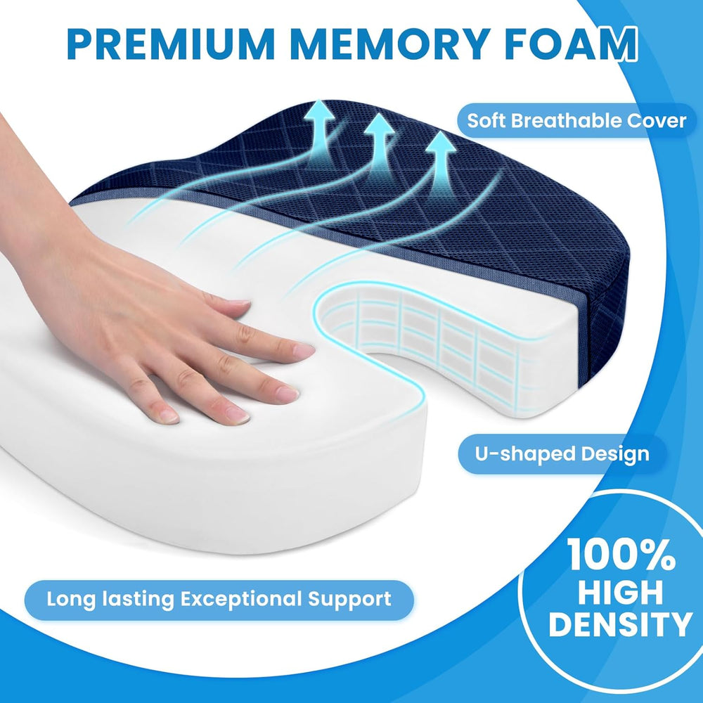Premium Memory Foam Seat Cushion for Ultimate Comfort - Ideal for Car Seats & Office Chairs